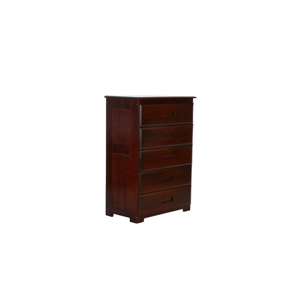 Discovery World Furniture Solid Wood 5 Drawer Chest in Merlot
