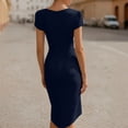 thumbnail image 4 of NTACZA Womens Summer Dresses Wedding Guest Dresses Midi Formal Cowl Neck Bodycon Ruched Waist Blue L, 4 of 5