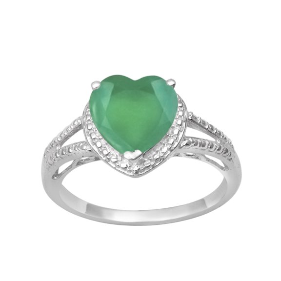 Green Onyx 925 Sterling Silver 8MM Heart Shape Women Valentines Day Gifts Ring
