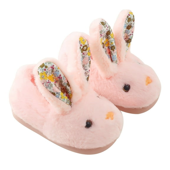Baby Slippers Toddler Girls Winter Slippers Cute Rabbits Warm House Slippers Bedroom Indoor Shoes Size 1T-4T Pink