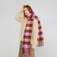 thumbnail image 5 of Large Chunky Plaid Scarf Coloured Checked Oversized Scarf Tassel Soft Fall Winter Thick Warm Shawl Women, 5 of 5