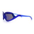 thumbnail image 6 of Swan Down Temple Curved Wrap Cat Eye Sport Plastic Sunglasses Blue - Blue Mirror, 6 of 8
