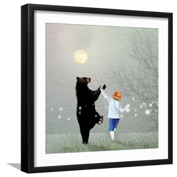 Art.com Moonlight Dance Art Print by Nancy Tillman, Black Frame Wall Art, 21" x 21"