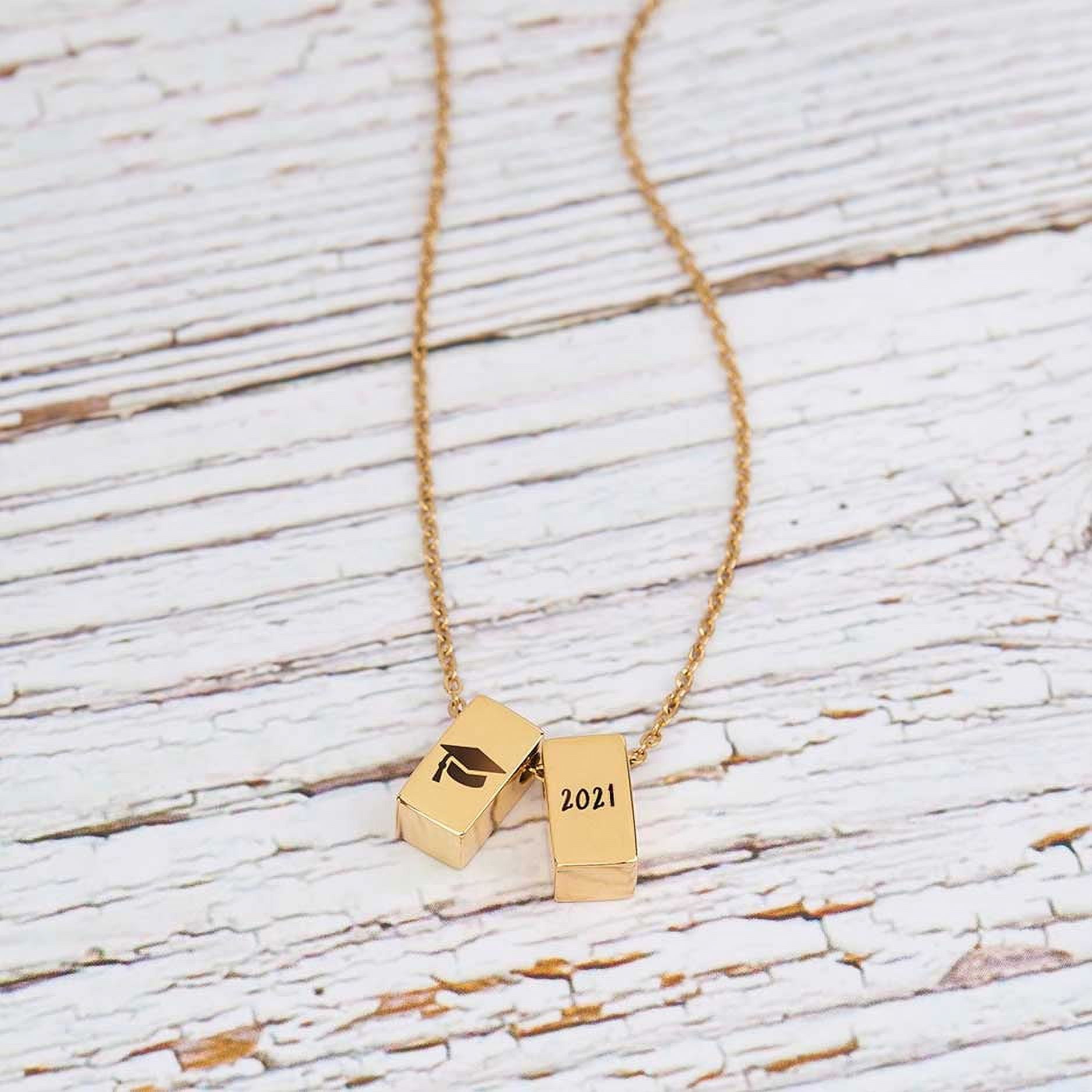 Anavia Graduation Gift for Her - Congratulations 2021 Graduation Gifts for Daughter - College | High School Graduation Gift for Friend -Stainless Steel Cube Necklace Graduation Gifts