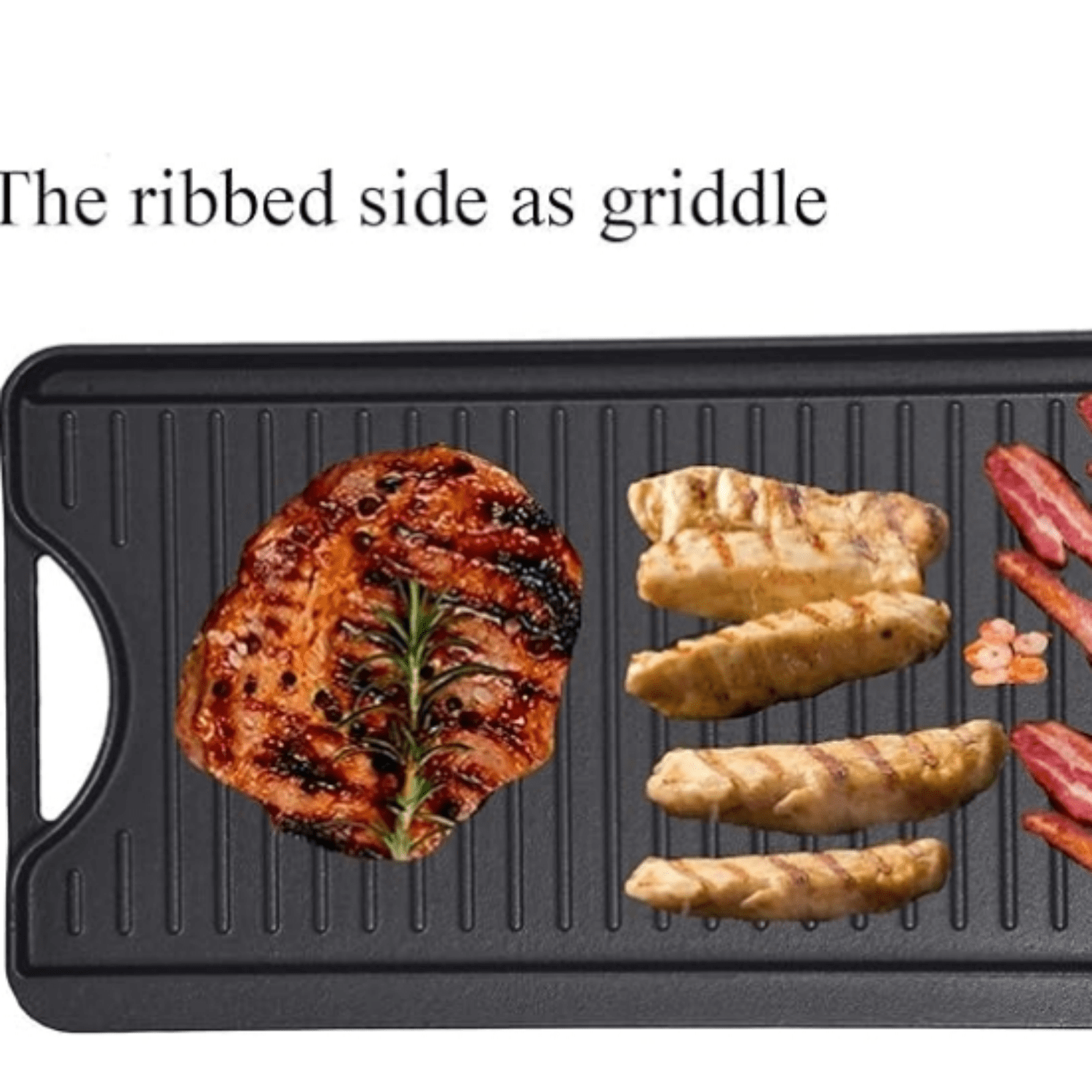 Cast Iron Reversible Griddle with Handles, 20 Inch x 10.5 Inch Big Grill Pan for Stovetop