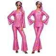 thumbnail image 4 of BOOMNY Halloween 70S Women Disco Outfit Hippie 7Pcs Sequin Top Bell Bottoms With Accessories Sets Shiny Stage Performance Partywear, 4 of 5
