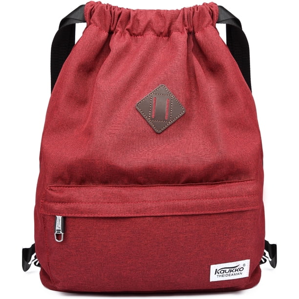 KAUKKO Cordón Deportes Mochila Gimnasio Yoga Bolsa Hombro Mochila para Hombres y Mujeres KAUKKO K1031-Red