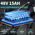 thumbnail image 4 of HILLVIGO EB26 Electric Bike for Adults, Peak 2000W Helical Gear Motor, 26*4.0 Fat Tire E-Mountain Adult Electric Bicycles for All Terrain, 48V 15Ah 7-Speed Ebike UL2849, 4 of 8