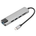 thumbnail image 1 of HUB externo extendido 6 en 1 USB 3.0 HDMI RJ45 Adaptador multipuerto de pantalla TypeC Gris, 1 of 8