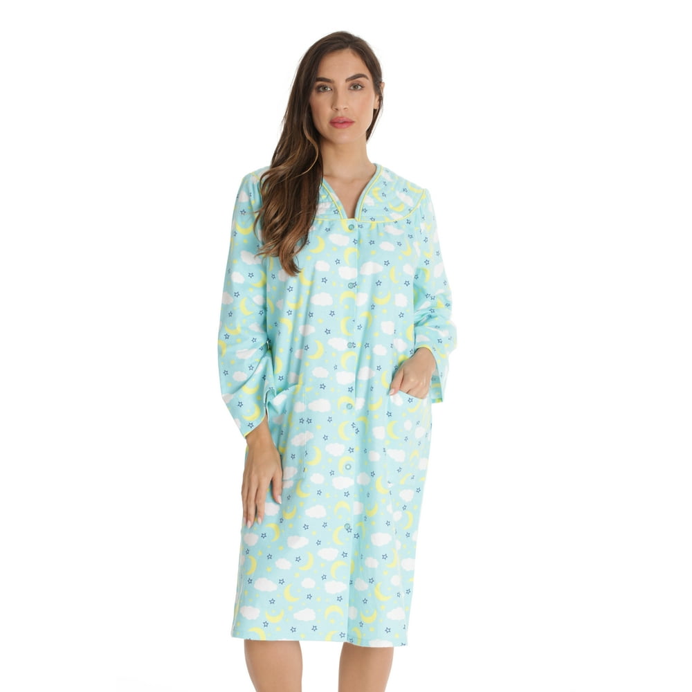 Dreamcrest Short Sleeve Flannel Duster Housecoat Women Sleepwear 9280 ...