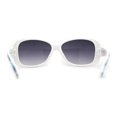 thumbnail image 2 of Kids Size Girls Classic 90s Designer Style Wrap Rounded Rectangle Sunglasses White Blue Flower Arm, 2 of 4