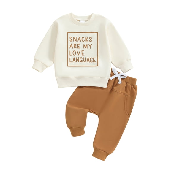 Baby Toddler Boys Pants Clothing Set, 3 6 12 18 24 Months 2T 3T Long Sleeve Crew Neck Letters Print Sweatshirt with Elastic Waist Sweatpants Infant Outfits