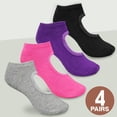 thumbnail image 5 of 4 Pairs Yoga Socks Pilates Socks Barre Ballet Socks Toeless Non-slip Grip Socks Elastic Workout Socks for Women, 5 of 5