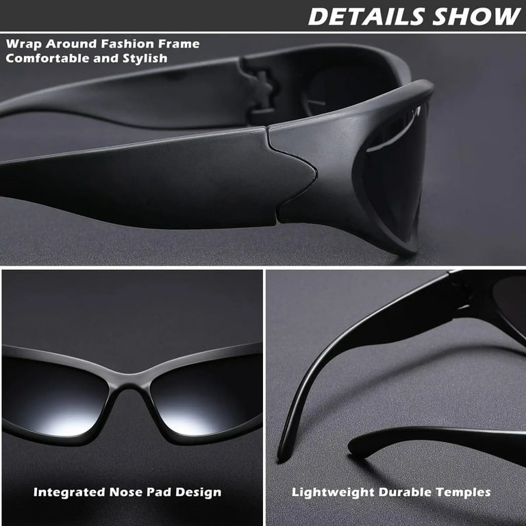 AZorb UV400 Wrap Around Sunglasses for Men Outdoor Sport Sunglasses, adult Unisex, Size: One size, Black