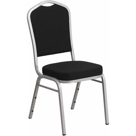 Flash Furniture HERCULES Series Crown Back Stacking Banquet Chair with Fabric and 2.5'' Thick Seat, Silver Frame, Multiple Colors
