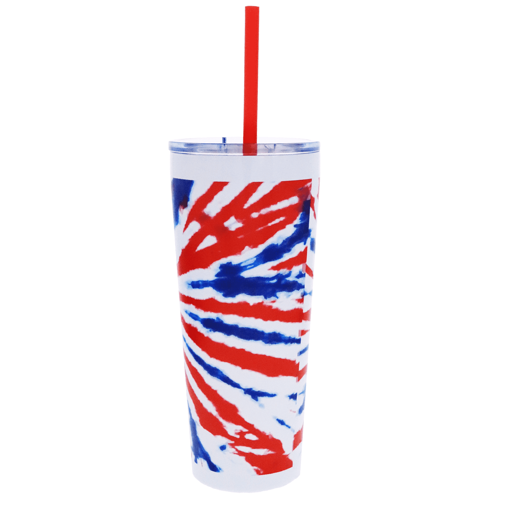 Silver Buffalo Patriotic Tye Dye Double Walled Stainless Steel Tumbler with Straw, 22 fl oz, 2-Pack