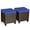 Navy, variant on Patiojoy 2 Piece Outdoor Patio Rattan Ottoman Cushioned Wicker Stools Red