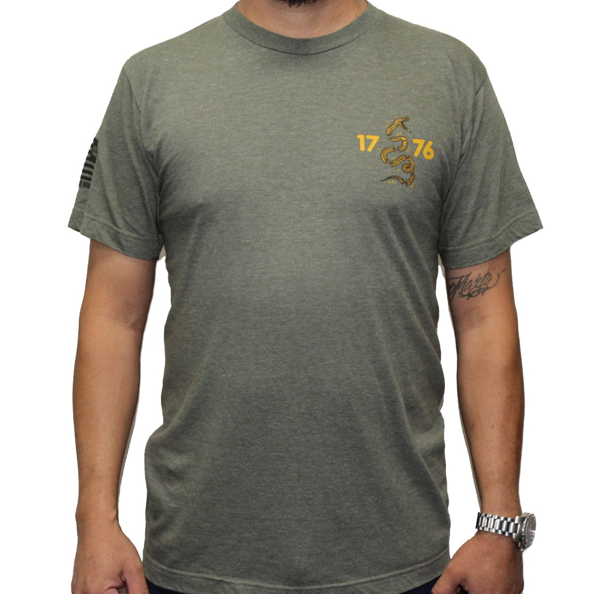 Rags of Honor All Gender Short Sleeve Patriotic Home of the Free Because of the Brave Snake Graphic Tee Shirt, Mens Sizes S-5XL