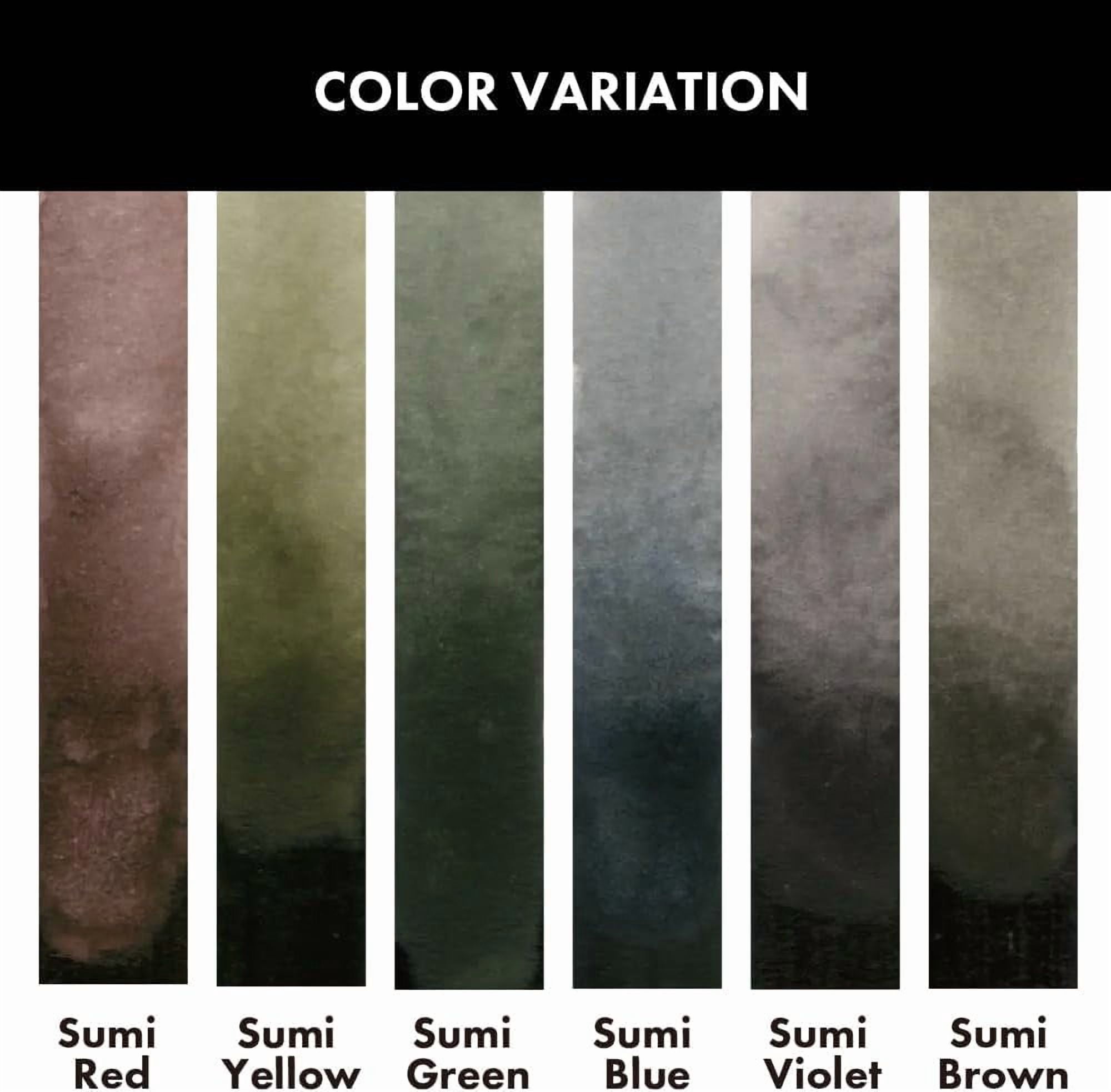 GANSAI TAMBI SUMI Colors 6 Colors Set, Watercolor Paint for Professional, for Calligraphy, Illustrations, Drawing, Black Ink, Made in Japan