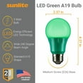 thumbnail image 5 of 10 PACK 3W LED A19 COLORED LIGHT BULB, NON-DIMMABLE, E26 MEDIUM BASE, GREEN, 5 of 5