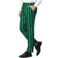 thumbnail image 4 of Unique Bargains Men's Striped Pant Classic Fit Flat Front Business Trousers 30 Green Black, 4 of 6