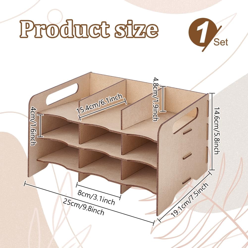 1set Wood Boards Pen Holder Desk Stand Organizer Holding Rack for Pens Paint Brushes Colored Pencils Markers BurlyWood 250x191x146mm