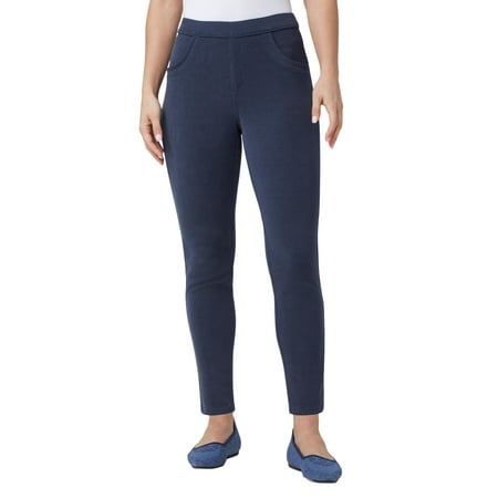 HUE Women's Soft Twill Jean Style Leggings, Navy