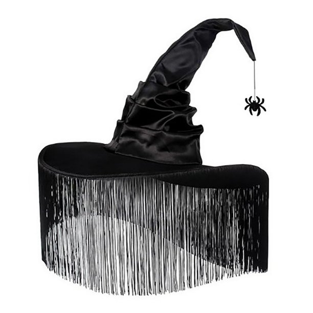 Gorro de bruja plisado para Halloween, sombrero de bruja negro vintage con alas grandes, sombrero de disfraz de bruja para mujer, gorro de fiesta, tocado, regalos