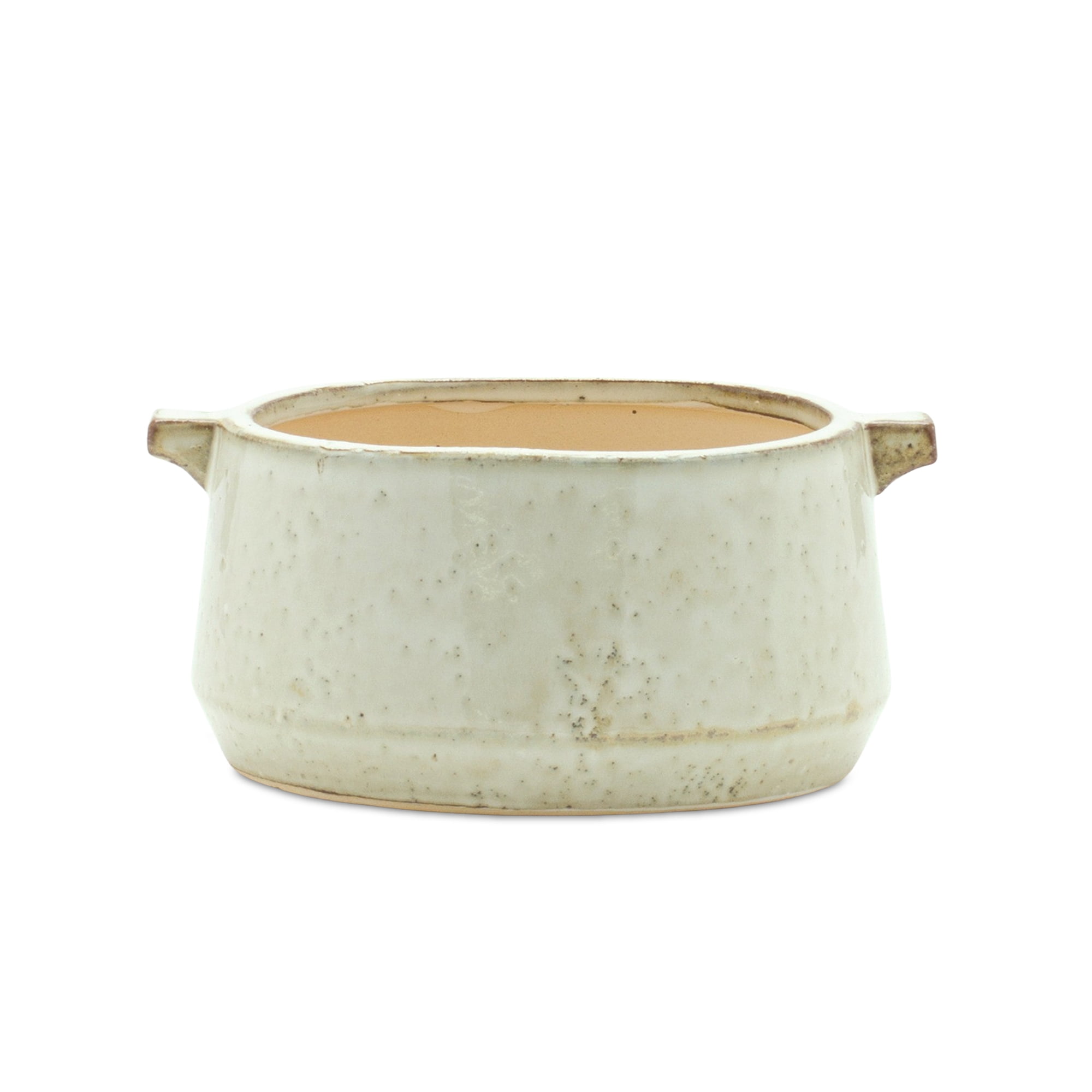 Rustic Ivory Terracotta Planter with Handles 8"x6"