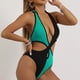 thumbnail image 4 of Trajes de Baño de Bikini de Mujer, Bloqueo de Color Sexy Correa sin Espalda Bikini, Traje de Baño de Corte Alto Retro, 4 of 8