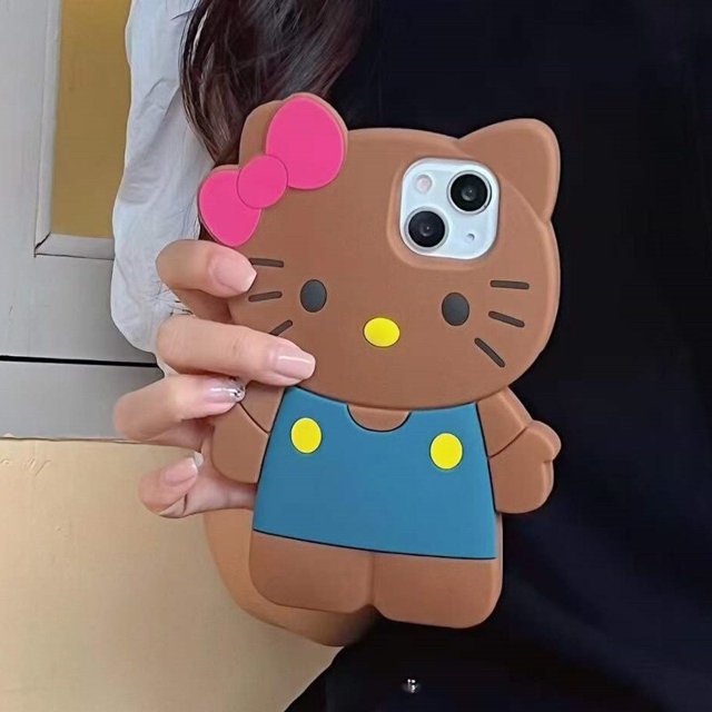 Sanrio-fundas de teléfono estéreo para iPhone, carcasa de silicona, Hello Kitty, Melody, Kuromi, Hawaii, Black, 11, 12, 13, 14 Pro Max, Mini Plus Fivean unisex
