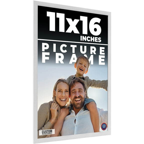 16x11 White Wood Picture Frame - UV Acrylic, Foam Board Backing, Hanging Hardware