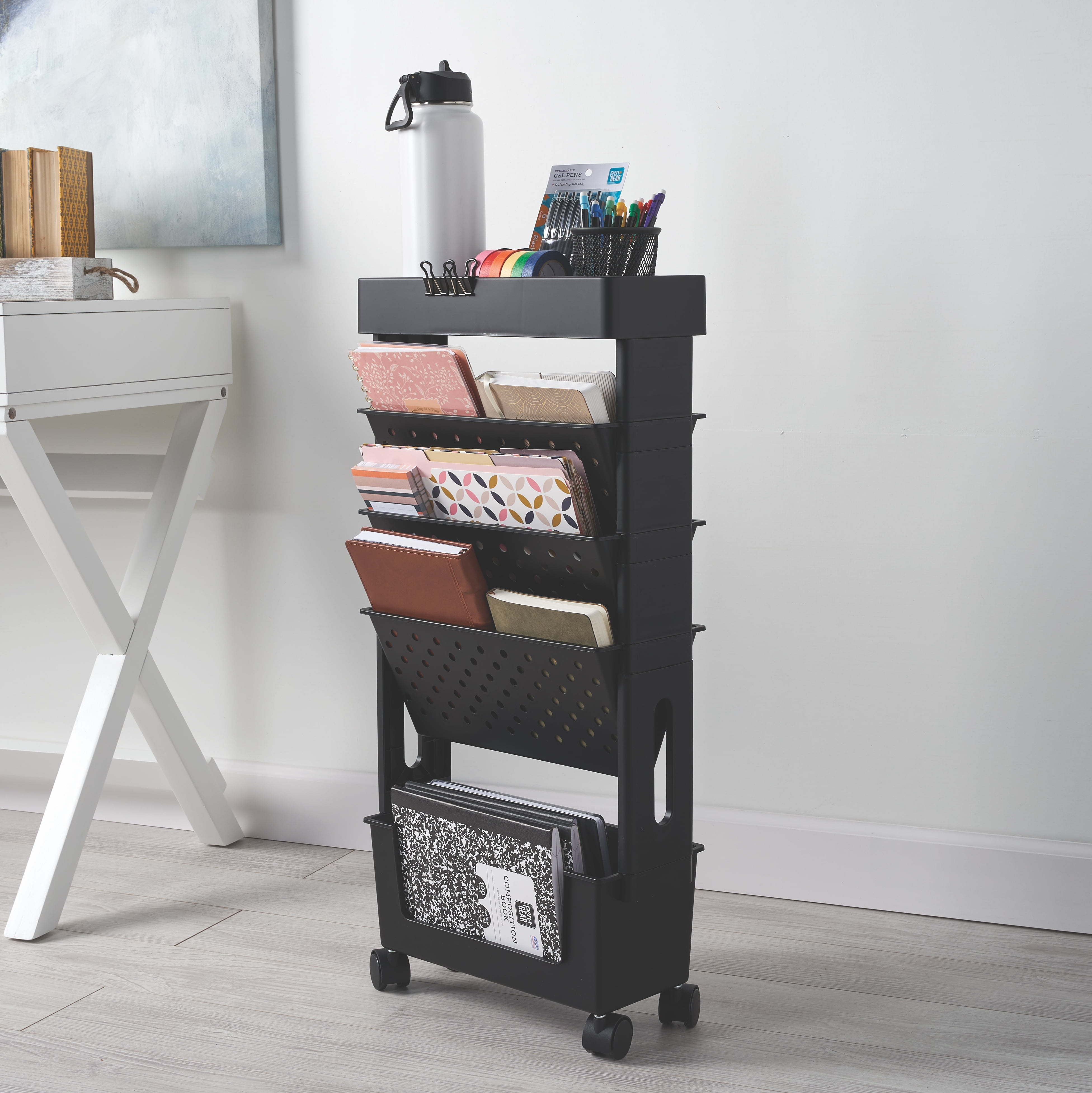 (2 pack) Pen+Gear Tiered Organizing Cart, Black