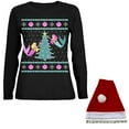 thumbnail image 2 of Mermaid Tree Ugly Christmas Sweater Womens Relaxed Jersey Long Sleeve T Shirt with Santa Hat, 2 of 4