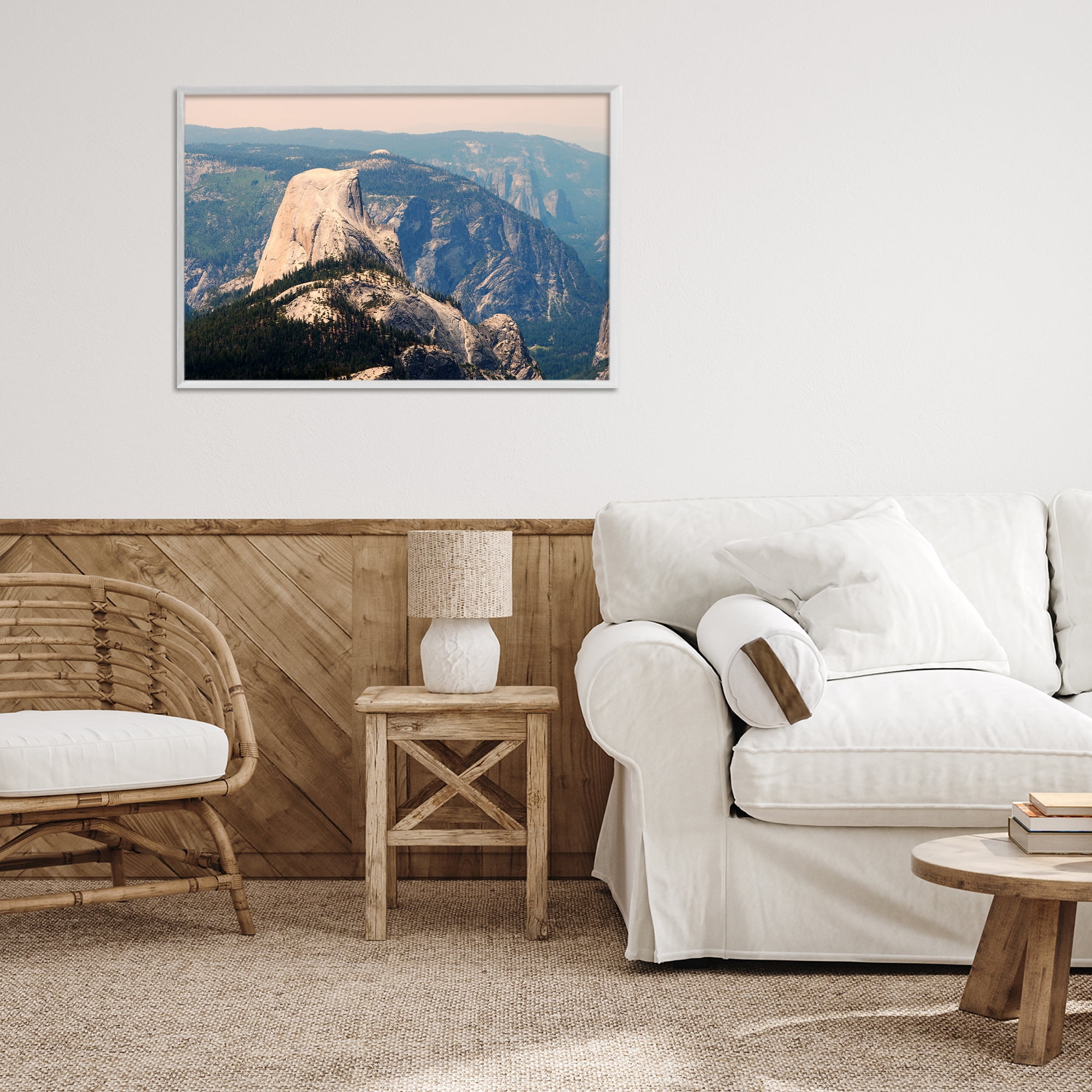 Stupell Industries Granite Monolith Above Forest White Framed Giclee Art, design by Gemma Bardot