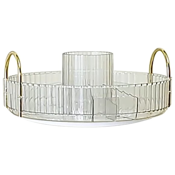 Organizador de cosméticos giratorio, estante de almacenamiento de maquillaje, contenedor de escritorio para tocador, guarda brochas, lápiz labial y productos para el cuidado de la piel, bandeja