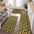 thumbnail image 2 of Black Yellow Sunflower Pattern Kitchen Rugs Sets Of 3,Kitchen Runner Rugs Non Skid Washable,Decorative Kitchen Floor Mats for Kitchen,Sink,Laundry,17"x30"+ 17"x47" + 17"x59", 2 of 6
