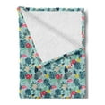 thumbnail image 2 of Tropical Soft Flannel Fleece Blanket, Pattern with Flamingo Pineapple Toucan and Monstera Leaves Island Plants and Birds, Cozy Plush for Indoor and Outdoor Use, 60" x 80", Multicolor, by Ambesonne, 2 of 5