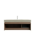 thumbnail image 3 of 48" Bathroom Vanity with Sink, Wall-Mounted Cabinet, Roma Travertine Countertop, Dark Brown | Durable plywood, ample storage, soft-close doors, easy installation, pre-assembled basin, 3 of 5