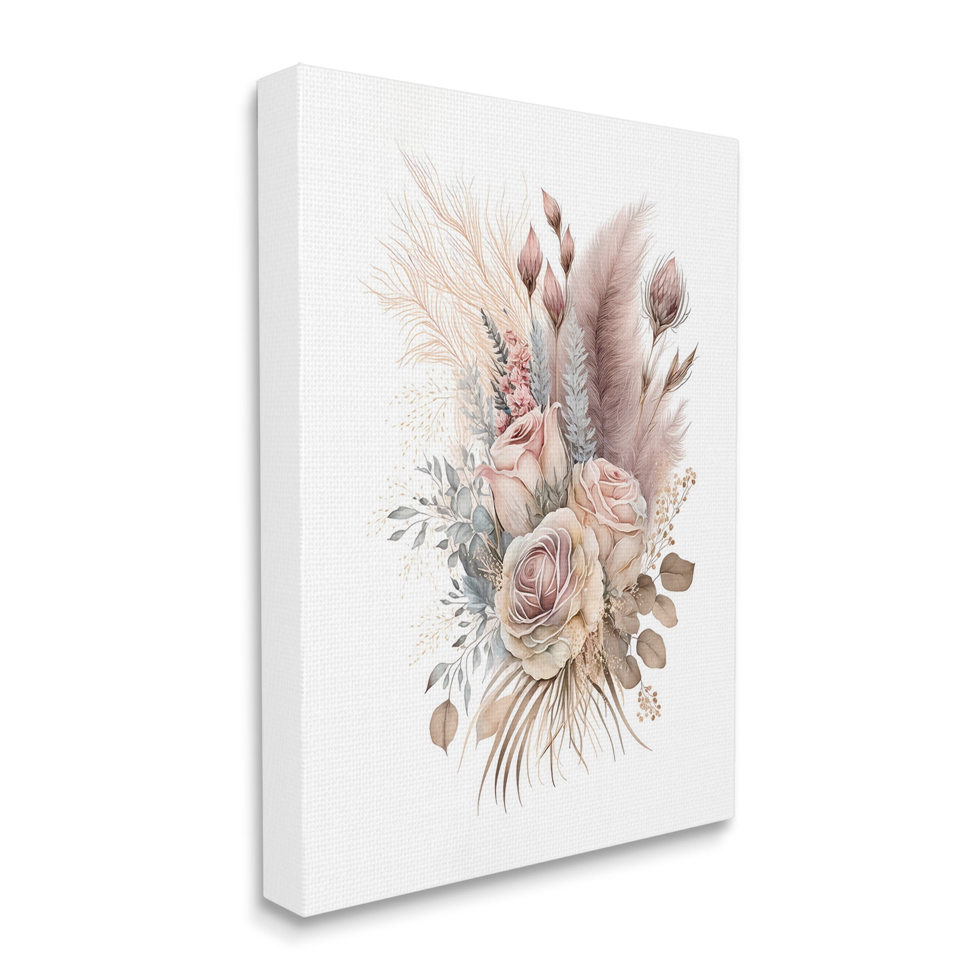 Stupell Industries Boho Neutral Roses Botanical & Floral Painting Gallery Wrapped Canvas Art Print Wall Art, 24 x 30