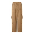 thumbnail image 4 of YDFCWXW Women's High Waisted Cargo Pants Travel Y2K Streetwear Baggy Stretchy Pants with Pockets Fall Outfits Fashion (Khaki, XXL), 4 of 6