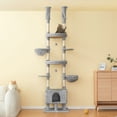 thumbnail image 6 of Furcato Cat Tree, Floor to Ceiling Cat Tower Adjustable Height [92.9-102.4 in=235-258cm], 7 Tiers Cat Climbing Play House, Light Grey, 6 of 10