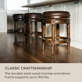 thumbnail image 4 of Maven Lane Pullman Backless Bar Stool in Dark Walnut Finish with Vintage Brown Vegan Leather, Set of 2, 4 of 6