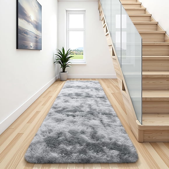 Alfombra BENRON de 2 x 8 pies, gris, suave y lavable, para correr