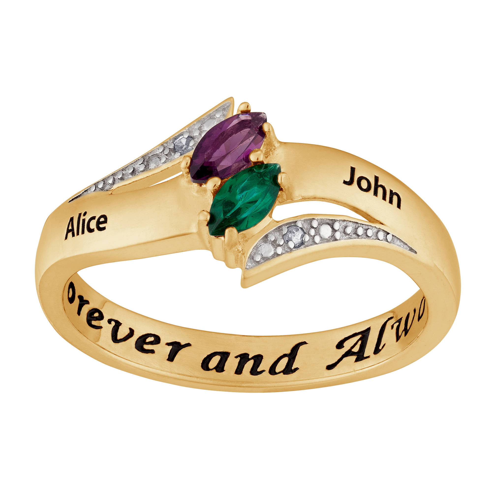 Personalized Personalized Couple's 10kt Gold Birthstone and Name Ring