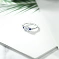 thumbnail image 4 of Gem Stone King 10K White Gold White  Moissanite Blue Created Sapphire and White Diamond Accent 3-Stone Engagement Ring for Women (0.94 Cttw, Round 6MM, Gemstone Birthstone, Size 8.5), 4 of 5