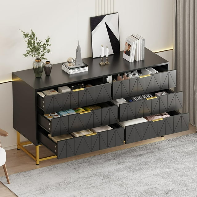 EDTara Commode Organisatrice en Tissu à 6 Tiroirs - Petits Tiroirs de Rangement pour Chambre, Garde-Robe et Salon, Solution Compacte de Rangement pour Vêtements, Table de Chevet Étroite Moderne