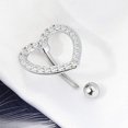 thumbnail image 4 of Belly Button Rings, Heart Reverse Navel Rings, Paved CZ Crystal Belly Piercing Jewelry, 14G Surgical Steel Curved Barbells for Women, 4 of 5