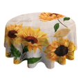 thumbnail image 4 of Newspaper Text Sunflower Pattern Round Tablecloth 60"x60",Wrinkle Wipeable Table Cloth for Kitchen Dining Room Picnic Patio Party, 4 of 6