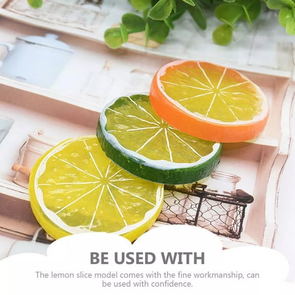 15 Pcs Plastic Fake Lemon Slices Simulation Fruit Model Lime Filling Photo Props Smile Home
